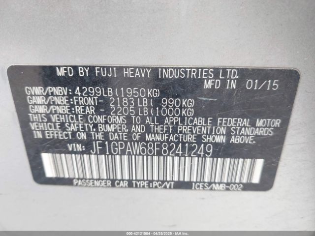 JF1GPAW68F8241249 Subaru Impreza 2.0i Sport Limited