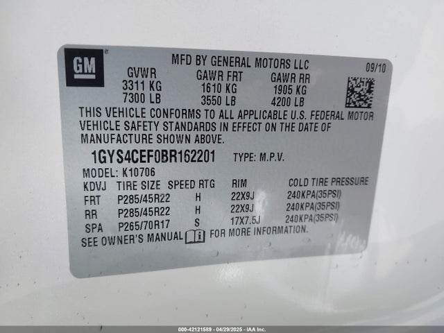 2011 CADILLAC ESCALADE 1GYS4CEF0BR162201 Photo 8