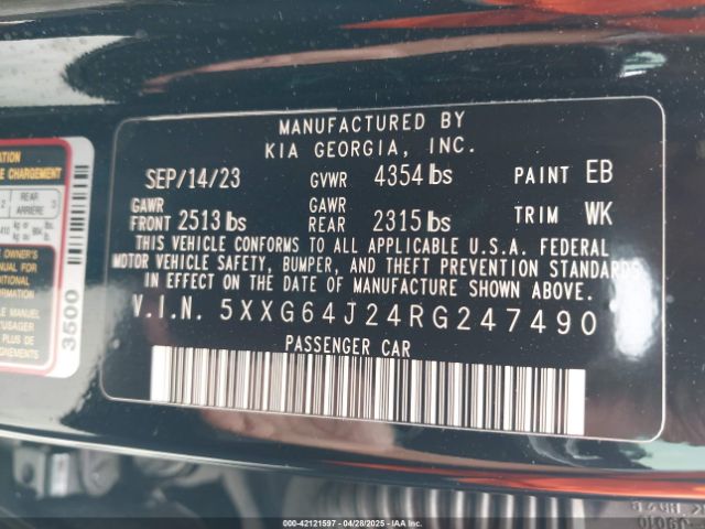 5XXG64J24RG247490 KIA t-gdi gamma ii