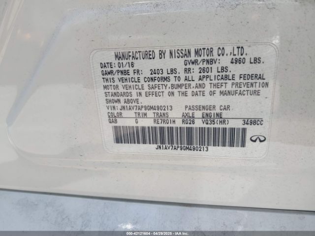 JN1AV7AP9GM490213 Infiniti Q50 HYBRID