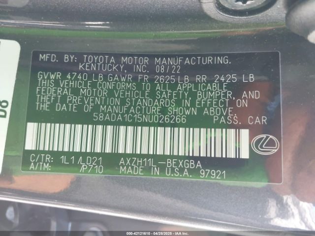 58ADA1C15NU026266 Lexus ES 300H
