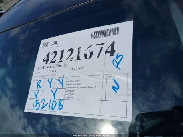4T1BK1EB0EU129077 Toyota Avalon Xle Premium