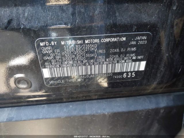 JA4J3UA87PZ034220 Mitsubishi Outlander Se 2.5 2wd/se Black Edition 2wd/se Special Edition 2wd