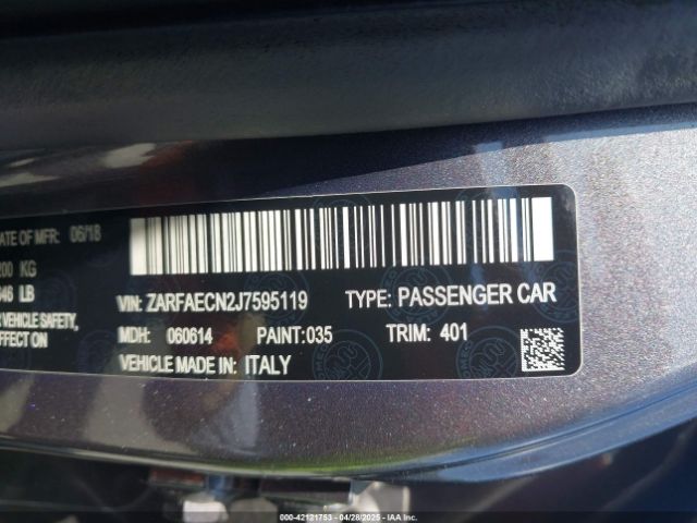 ZARFAECN2J7595119 Alfa Romeo Giulia Ti Sport Rwd