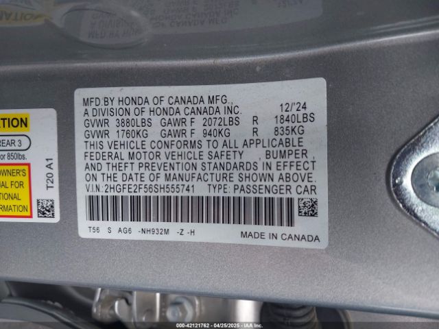 2HGFE2F56SH555741 Honda Civic Sport