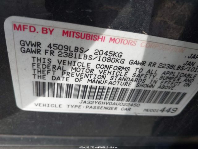 2010 MITSUBISHI LANCER SPORTBACK JA32Y6HV0AU022450 Photo 8
