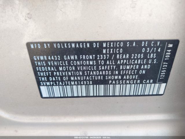 3VWPL7AJ7EM614938 Volkswagen Jetta Sportwagen 2.0l Tdi