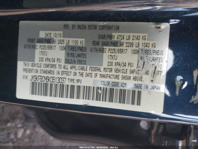 JM3KFBCM6K0513037 Mazda Cx-5 Touring