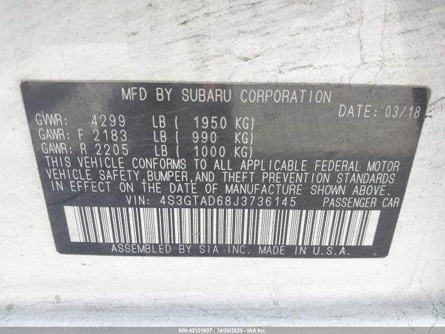 4S3GTAD68J3736145 Subaru 2018
