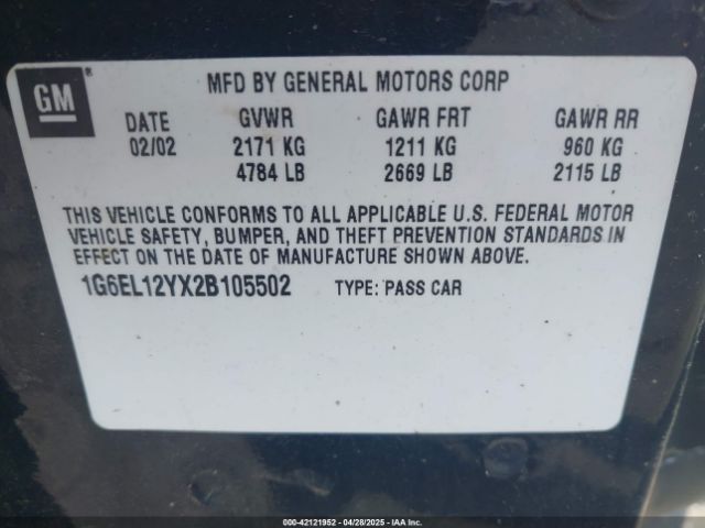 2002 CADILLAC ELDORADO 1G6EL12YX2B105502 Photo 8