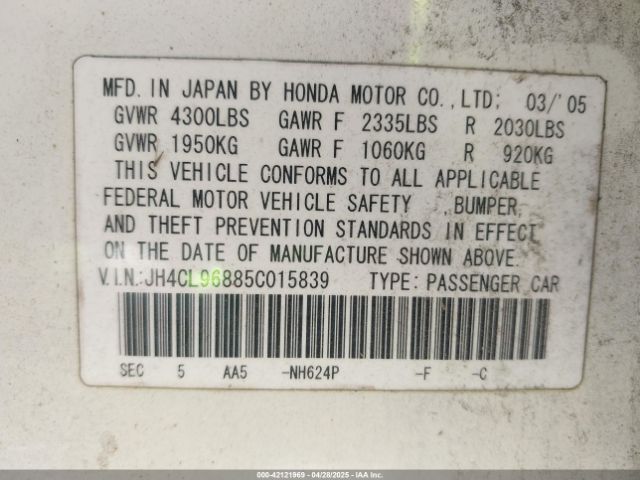 2005 ACURA TSX JH4CL96885C015839 Photo 8