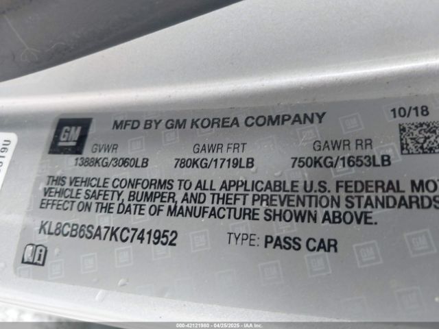 KL8CB6SA7KC741952 Chevrolet Spark Ls Cvt