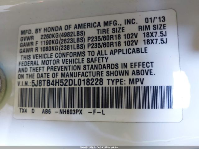 2013 ACURA RDX 5J8TB4H52DL018228 Photo 8