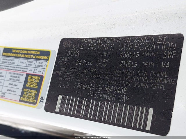 KNAGM4A79F5649438 KIA Optima Lx