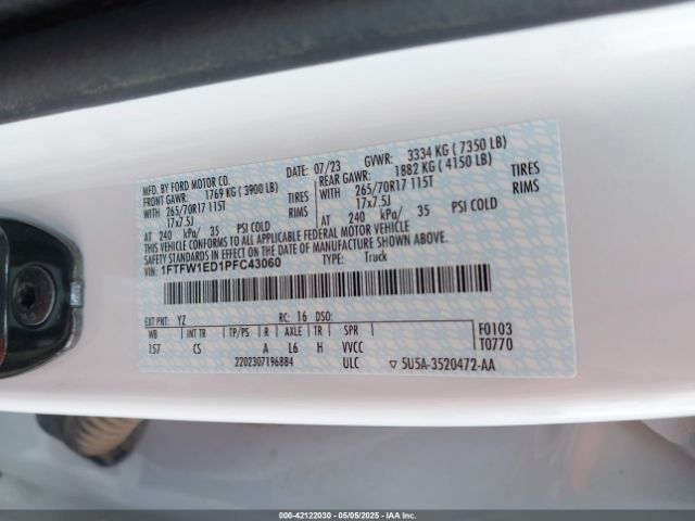 1FTFW1ED1PFC43060 Ford F-150 Xl