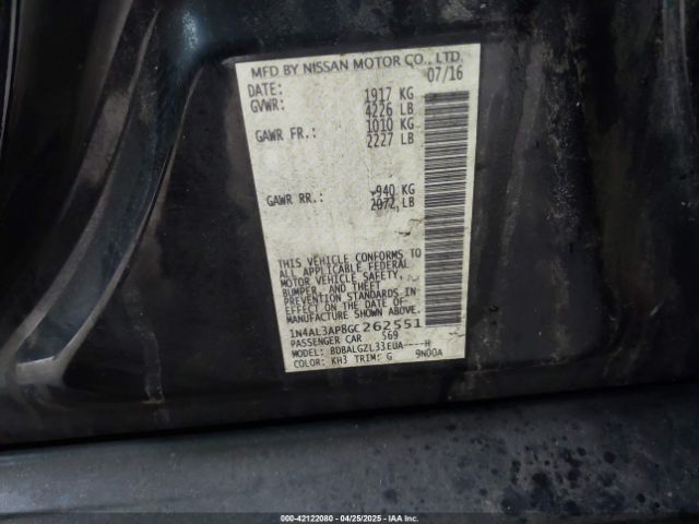 1N4AL3AP8GC262551 Nissan Altima 2.5 S