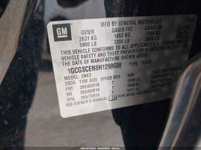 1GCGSCEN8H1298608 Chevrolet Colorado Lt