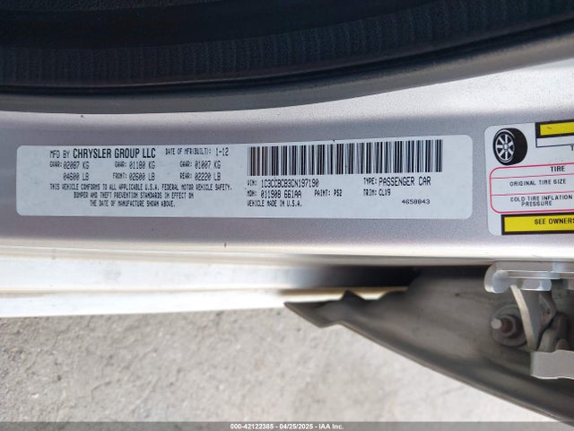 Aukcja sprzedaży 2012 Chrysler 200 Limited, vin: 1C3CCBCB3CN197190, numer aukcji: 42122385