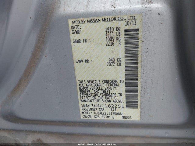 1N4AL3AP4EC162251 Nissan Altima 2.5 S
