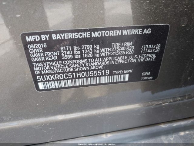 5UXKR0C51H0U55519 BMW X5 Xdrive35i