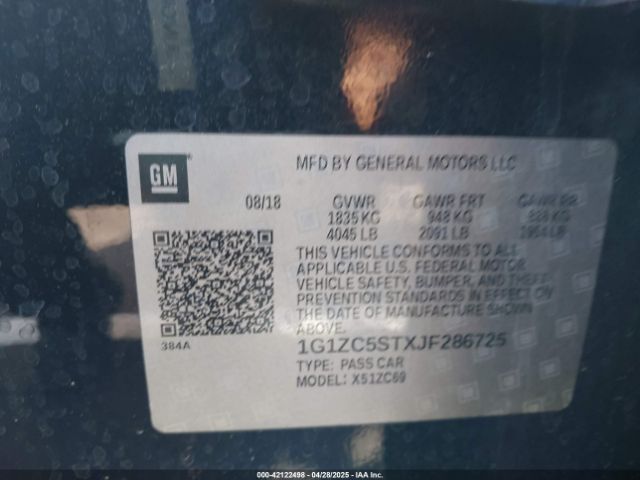 1G1ZC5STXJF286725 Chevrolet Malibu 1fl