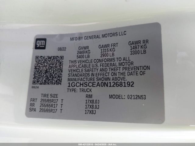 1GCHSCEA0N1268192 Chevrolet Colorado 2wd  Long Box Lt