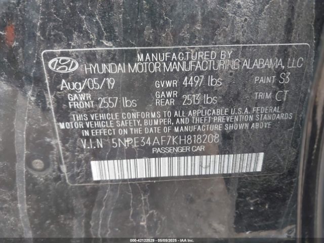 5NPE34AF7KH818208 Hyundai Sonata Sport