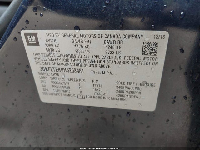 2GKFLTEK0H6263481 GMC Terrain Sle-2