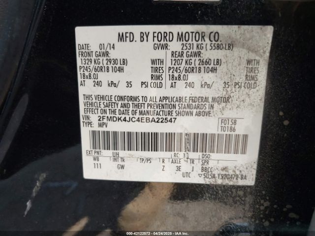 2FMDK4JC4EBA22547 Ford EDGE SEL