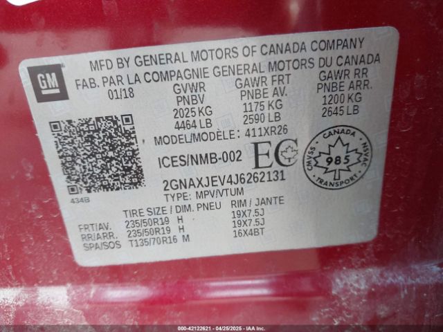 2GNAXJEV4J6262131 Chevrolet lyx - direct injection, vvt, fgt, turbo, alum, gen1