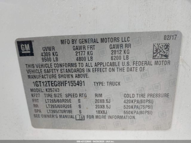 1GT12TEG8HF155491 GMC Sierra 2500hd Slt