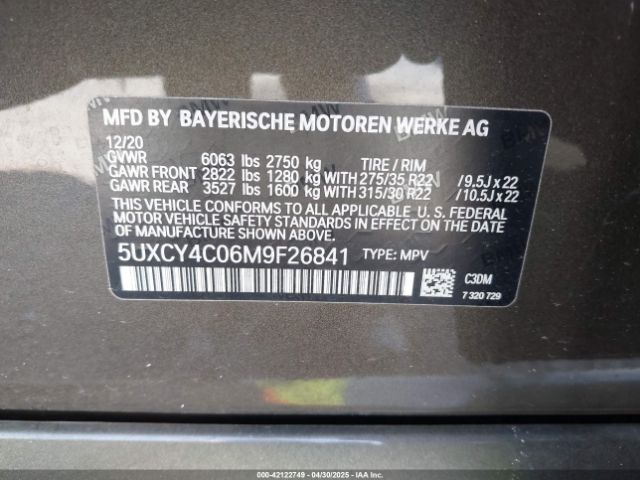 5UXCY4C06M9F26841 BMW X6 Sdrive40i