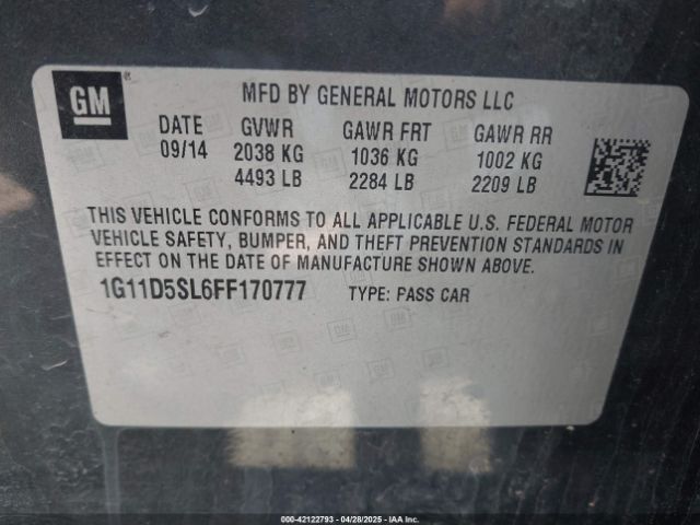 1G11D5SL6FF170777 Chevrolet MALIBU 2LT