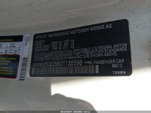 2013 MINI CONVERTIBLE WMWZN3C58DT135598 Photo 8