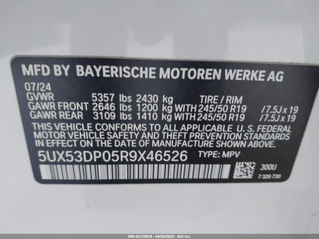 5UX53DP05R9X46526 BMW X3 Xdrive30i