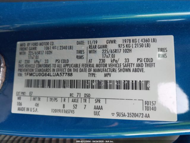 2020 FORD ESCAPE 1FMCU0G64LUA57788 Photo 8