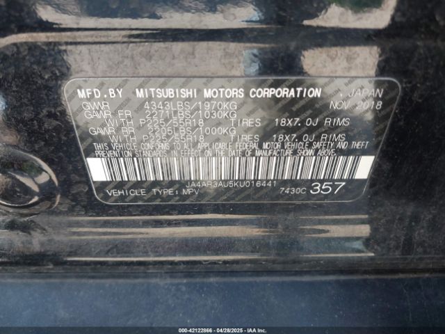 2019 MITSUBISHI OUTLANDER SPORT JA4AR3AU5KU016441 Photo 8
