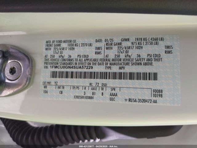 1FMCU0GN4SUA57229 Ford Escape Active