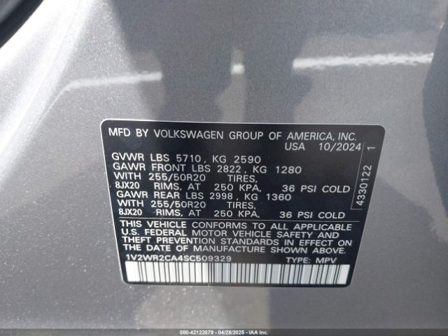 1V2WR2CA4SC509329 Volkswagen Atlas 2.0t Se W/technology