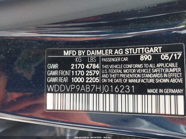 WDDVP9AB7HJ016231 Mercedes-Benz B 250e