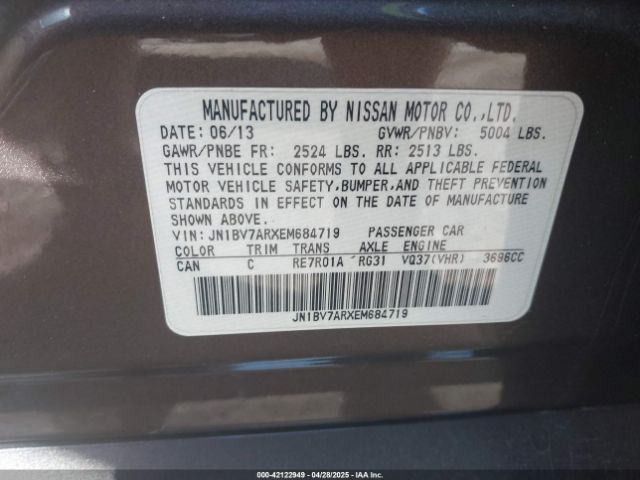 JN1BV7ARXEM684719 Infiniti Q50 Premium