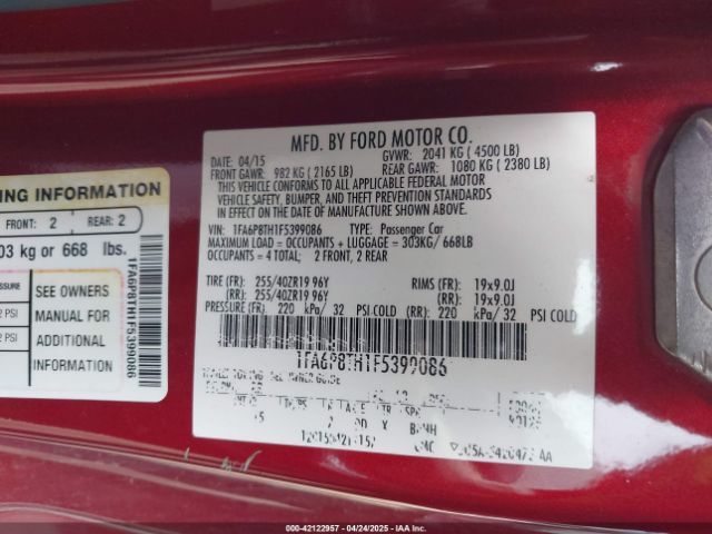 1FA6P8TH1F5399086 Ford Mustang Ecoboost