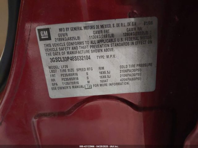 2008 SATURN VUE 3GSCL33P48S632104 Photo 8