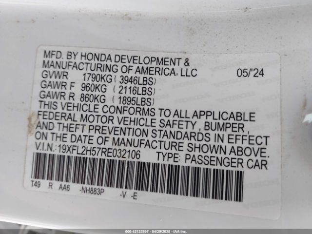 19XFL2H57RE032106 Honda Civic Lx