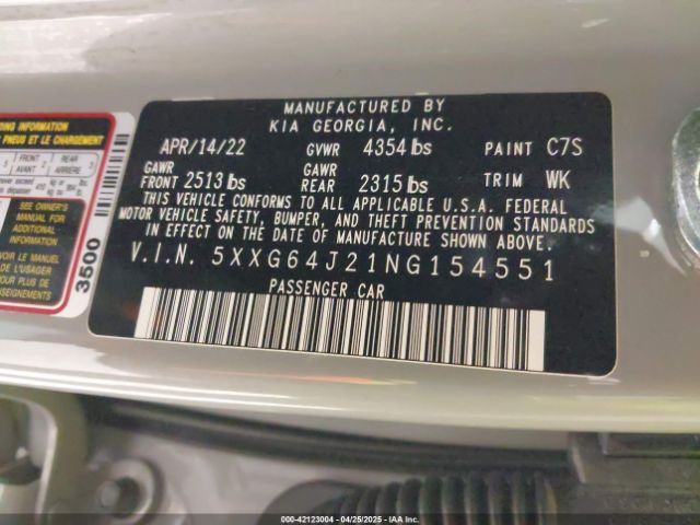 5XXG64J21NG154551 KIA K5 Gt-line