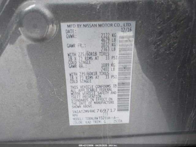 5N1AT2MV4HC769717 Nissan 2017