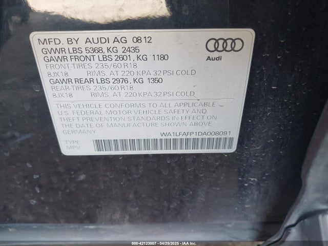 2013 AUDI Q5 WA1LFAFP1DA008091 Photo 8