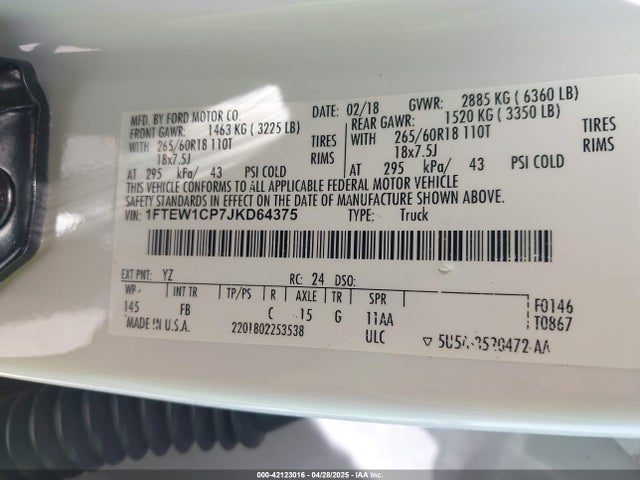 Ford F-150 Xlt 2018 1FTEW1CP7JKD64375 Image 9