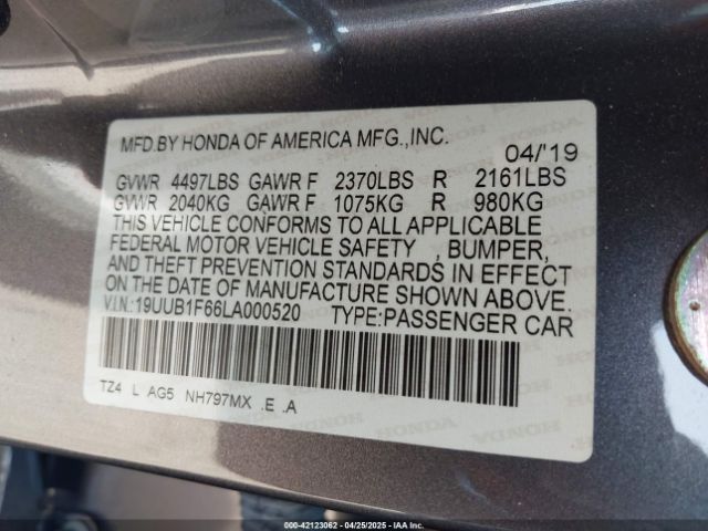 19UUB1F66LA000520 Acura Tlx A-spec/a-spec W/red Leather