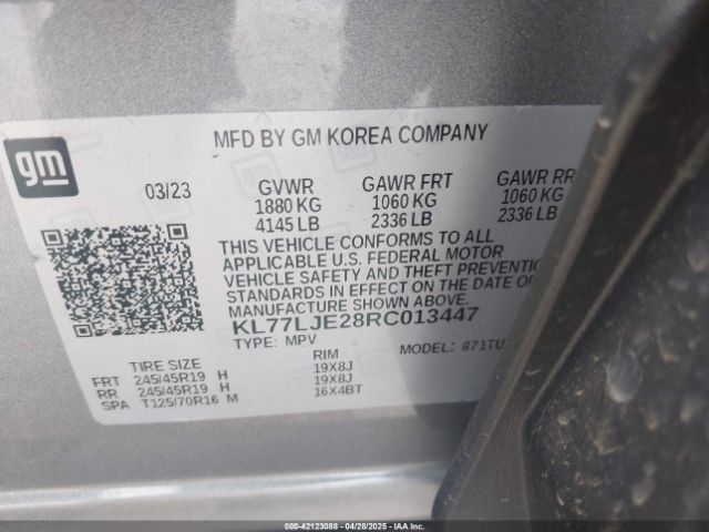 KL77LJE28RC013447 Chevrolet Trax Fwd 2rs